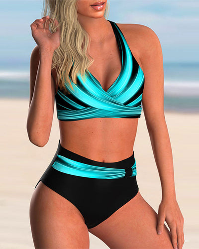 Liliana – Bikini-Set mit überkreuztem Ausschnitt und Print