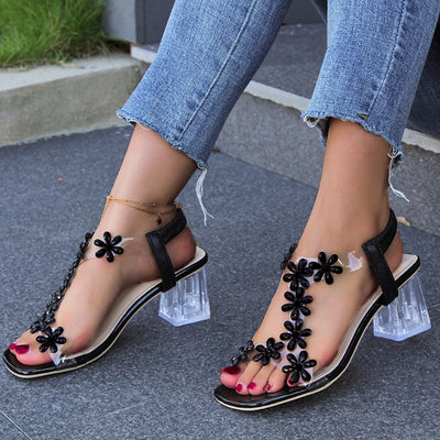 Magda | Sandales à fleurs de cristal - Marche plus confortable