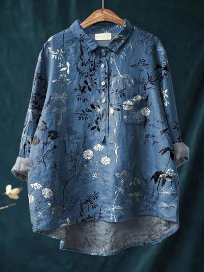 Lila - Bluse mit floralem Druck