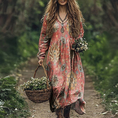 Joni - Vintage ethnischen Druck Kleid