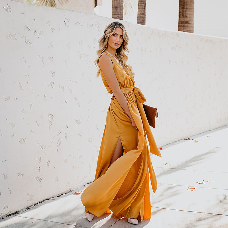 Lola - Exquisiter Hals ärmelloses Langes Modekleid