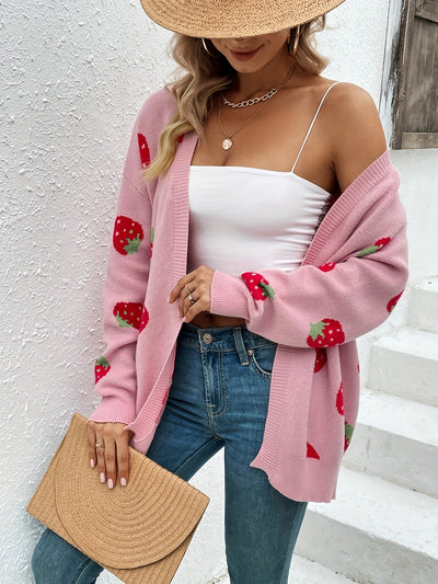 Berries™ – Strickjacke mit Erdbeer-Muster
