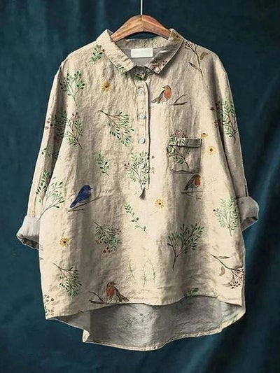 Lila - Bluse mit floralem Druck