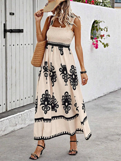 Zara - Apricotfarbenes ärmelloses Träger-Maxikleid