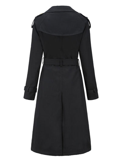 LANGE VINTAGE TRENCHJACKE MIT GÜRTEL UND KNÖPFEN