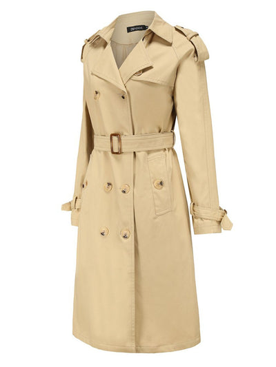 LANGE VINTAGE TRENCHJACKE MIT GÜRTEL UND KNÖPFEN