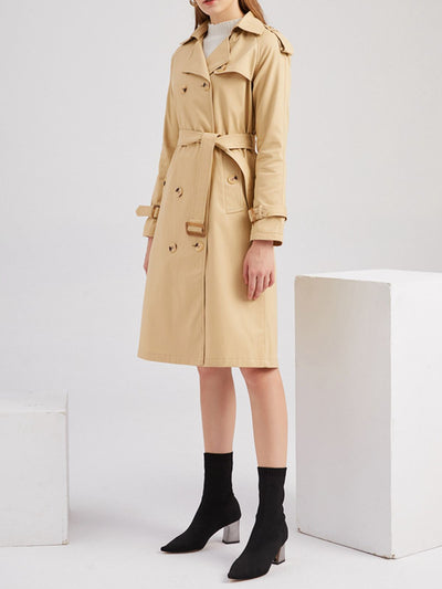 LANGE VINTAGE TRENCHJACKE MIT GÜRTEL UND KNÖPFEN