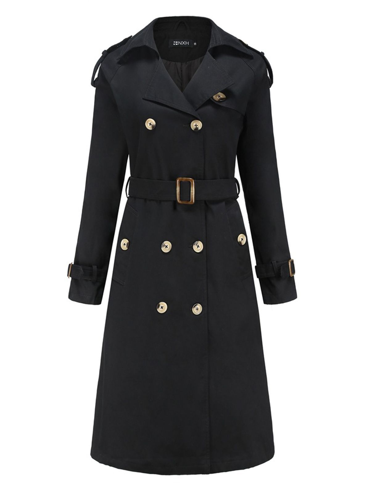 LANGE VINTAGE TRENCHJACKE MIT GÜRTEL UND KNÖPFEN