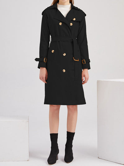 LANGE VINTAGE TRENCHJACKE MIT GÜRTEL UND KNÖPFEN