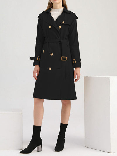 LANGE VINTAGE TRENCHJACKE MIT GÜRTEL UND KNÖPFEN