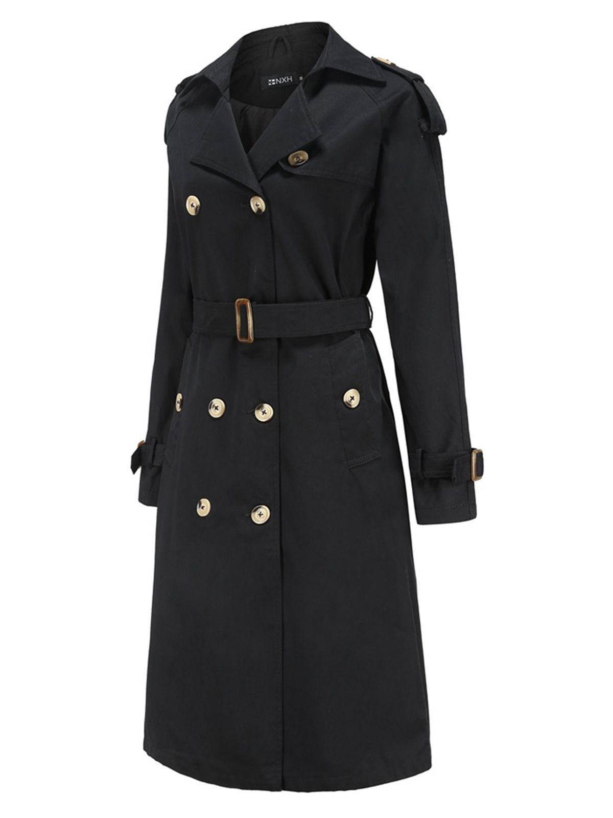 LANGE VINTAGE TRENCHJACKE MIT GÜRTEL UND KNÖPFEN