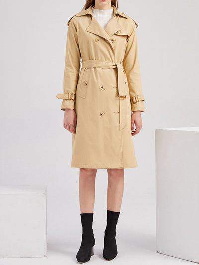 LANGE VINTAGE TRENCHJACKE MIT GÜRTEL UND KNÖPFEN
