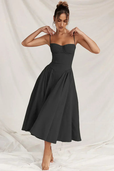 Liana - Ärmelloses Korsett-Midikleid
