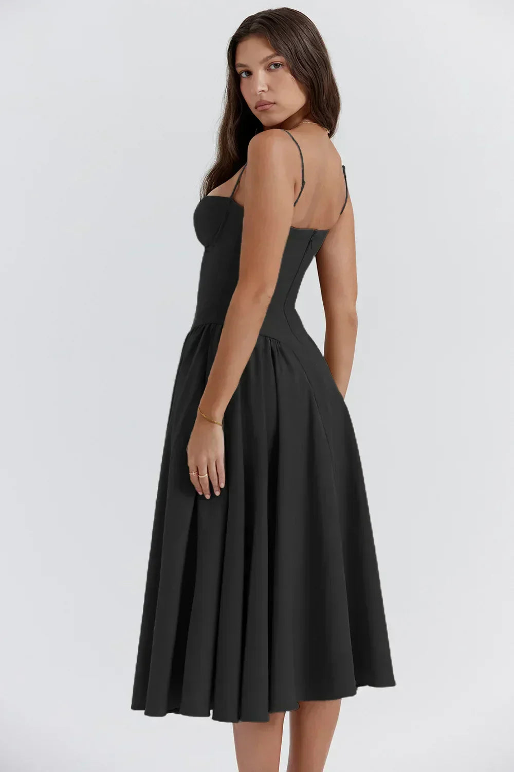 Liana - Ärmelloses Korsett-Midikleid