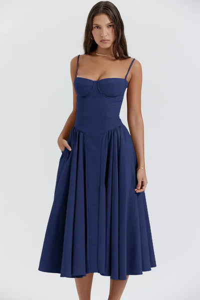 Liana - Ärmelloses Korsett-Midikleid