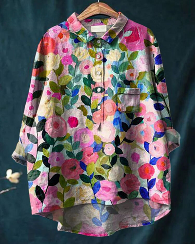 Lila - Bluse mit floralem Druck