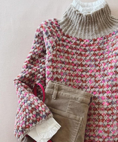 Lara - Rosenroter Pullover mit Rundhalsausschnitt