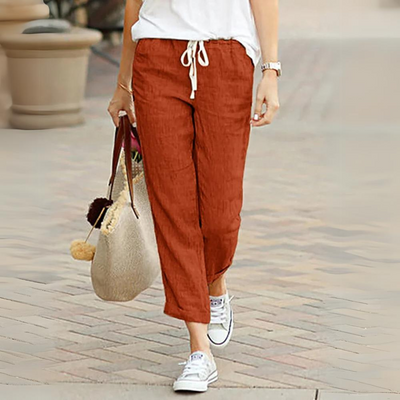 Vraiment | Pantalon élégant en coton et lin pour femme avec taille élastique