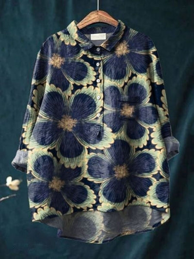 Lila - Bluse mit floralem Druck