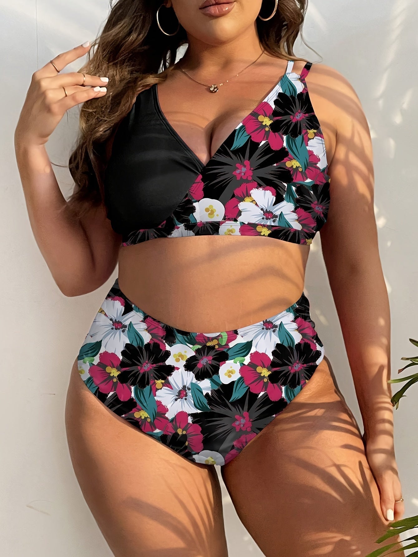 Mila | Ensemble bikini deux pièces taille haute à imprimé floral