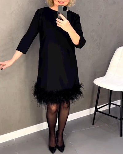 Robe trapèze élégante à encolure ronde