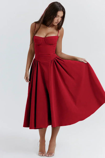 Liana - Ärmelloses Korsett-Midikleid