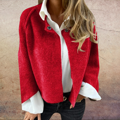 CELESTE - MANTEAU EN LAINE À COL ROND ET MANCHES LONGUES