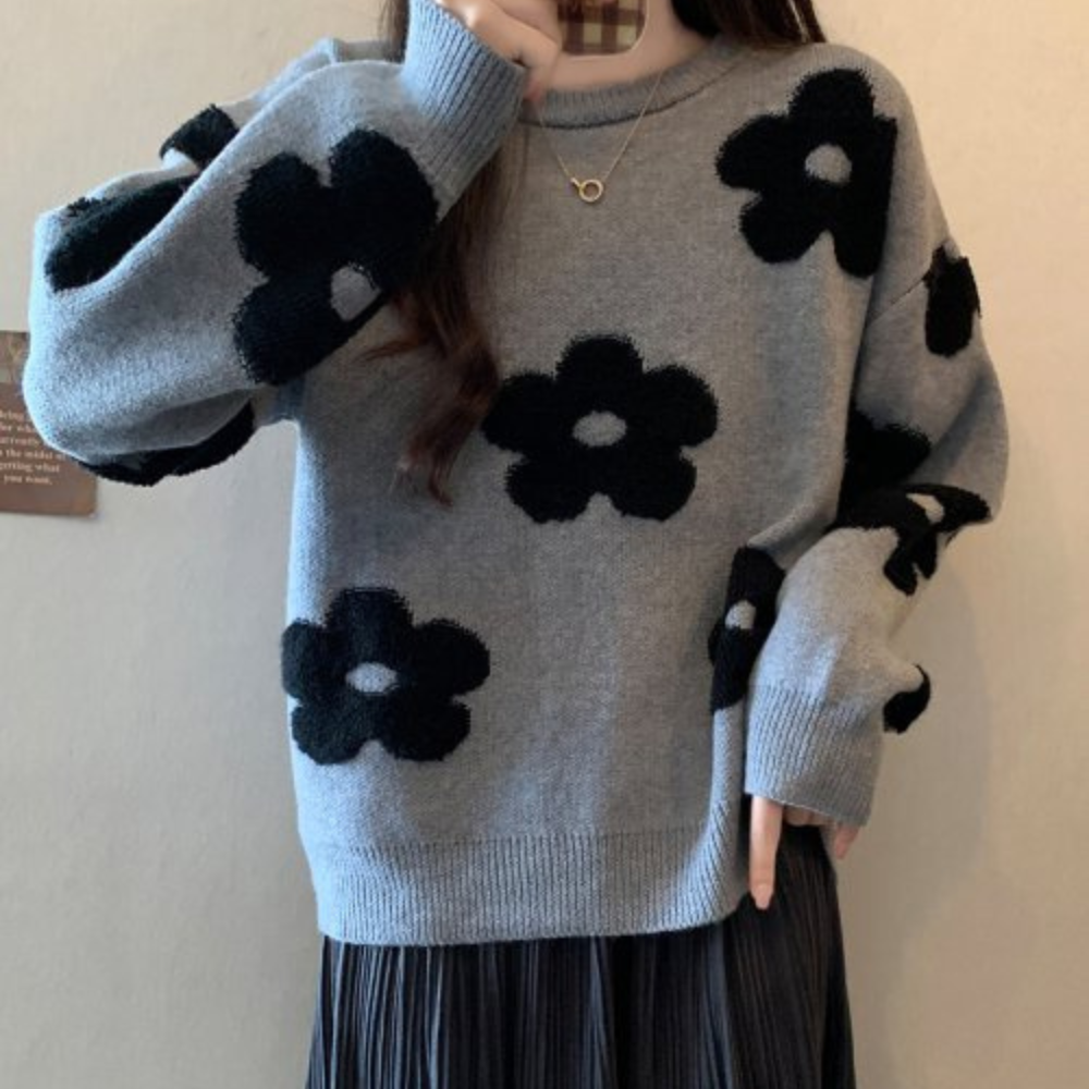 SINCI - Italienischer Kuscheliger Pullover mit Blumenmuster