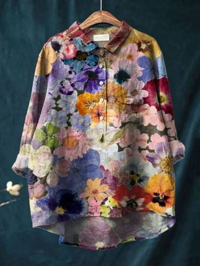 Lila - Bluse mit floralem Druck