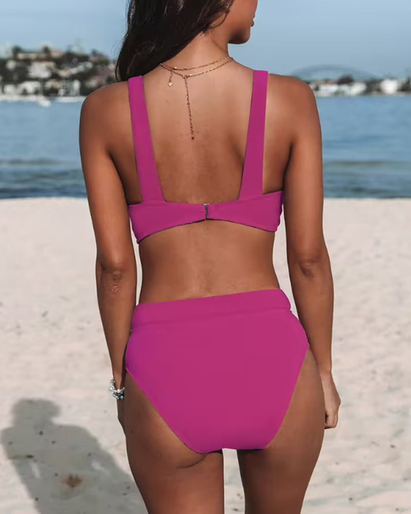 Hilary – Badeanzug mit hoher Taille und einfarbigem Design