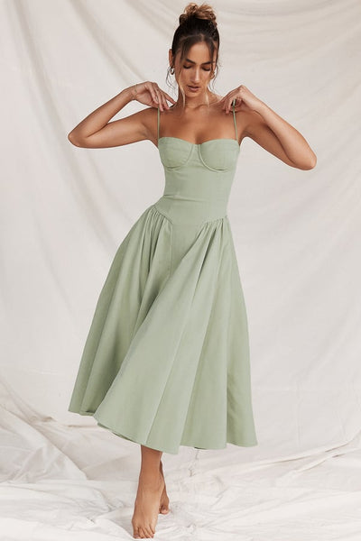 Liana - Ärmelloses Korsett-Midikleid