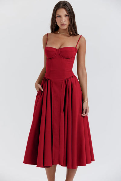 Liana - Ärmelloses Korsett-Midikleid