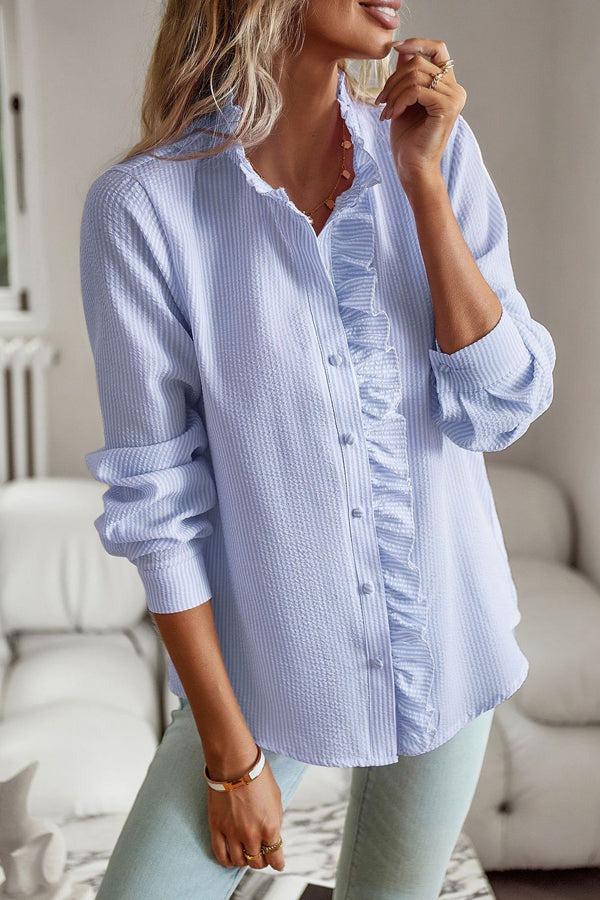 Marie - Blaues Langarm-Shirt mit Druck
