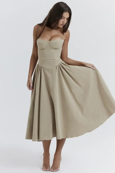 Liana - Ärmelloses Korsett-Midikleid