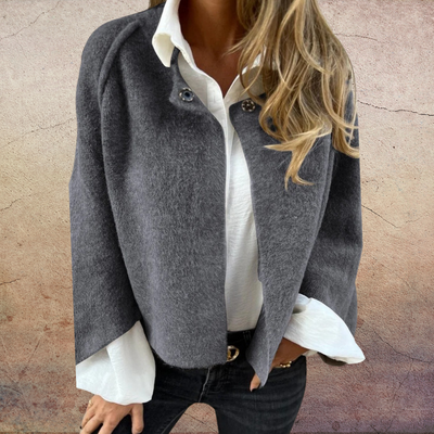 CELESTE - MANTEAU EN LAINE À COL ROND ET MANCHES LONGUES