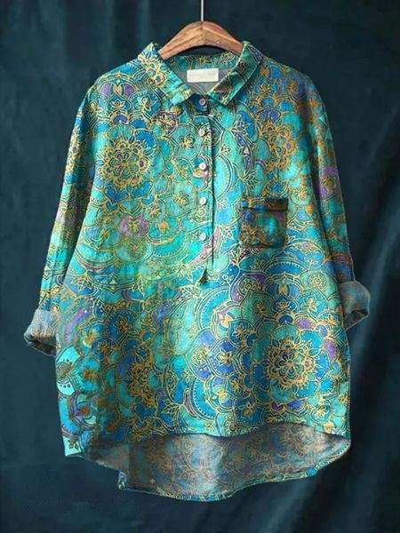 Lila - Bluse mit floralem Druck