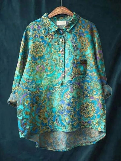 Lila - Bluse mit floralem Druck