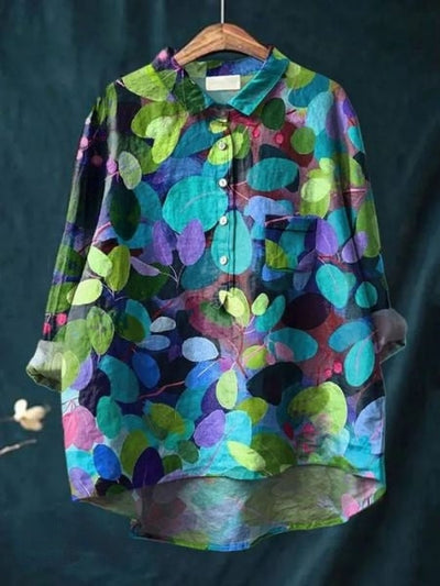 Lila - Bluse mit floralem Druck