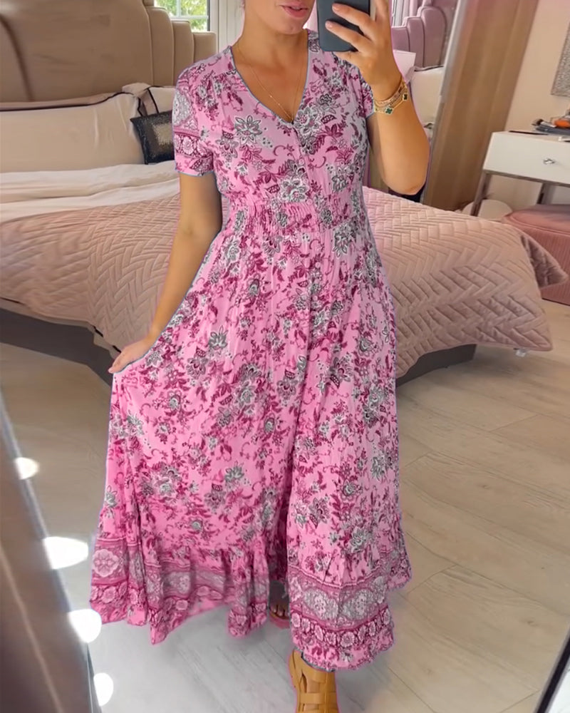 Robe col V fleurie Romy™ 