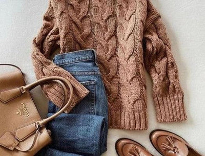 Charlotte - Eleganter einfarbiger Pullover mit hohem Halsausschnitt