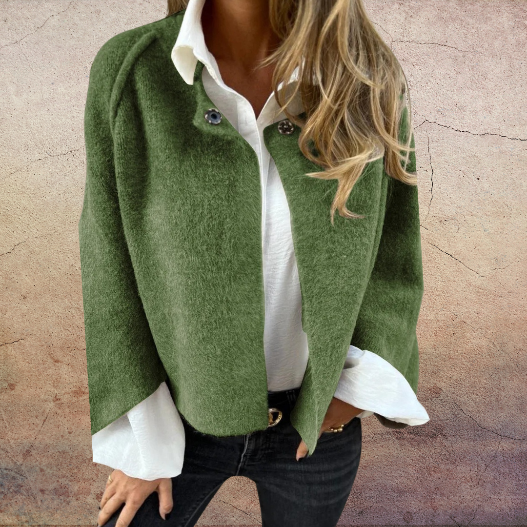 CELESTE - MANTEAU EN LAINE À COL ROND ET MANCHES LONGUES