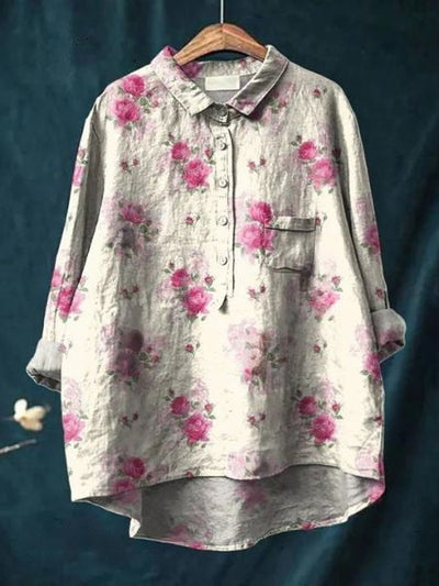 Lila - Bluse mit floralem Druck