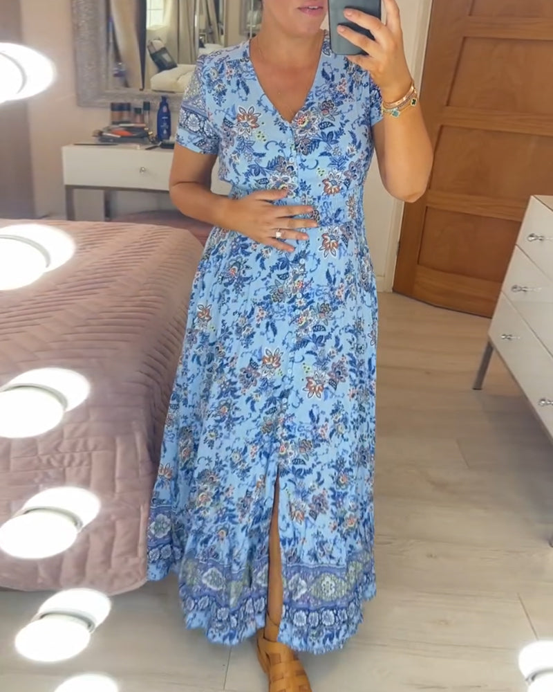 Robe col V fleurie Romy™ 