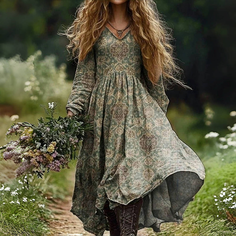 Veronica - Vintage ethnischen Druck Kleid