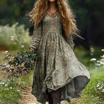 Veronica - Vintage ethnischen Druck Kleid