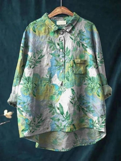 Lila - Bluse mit floralem Druck