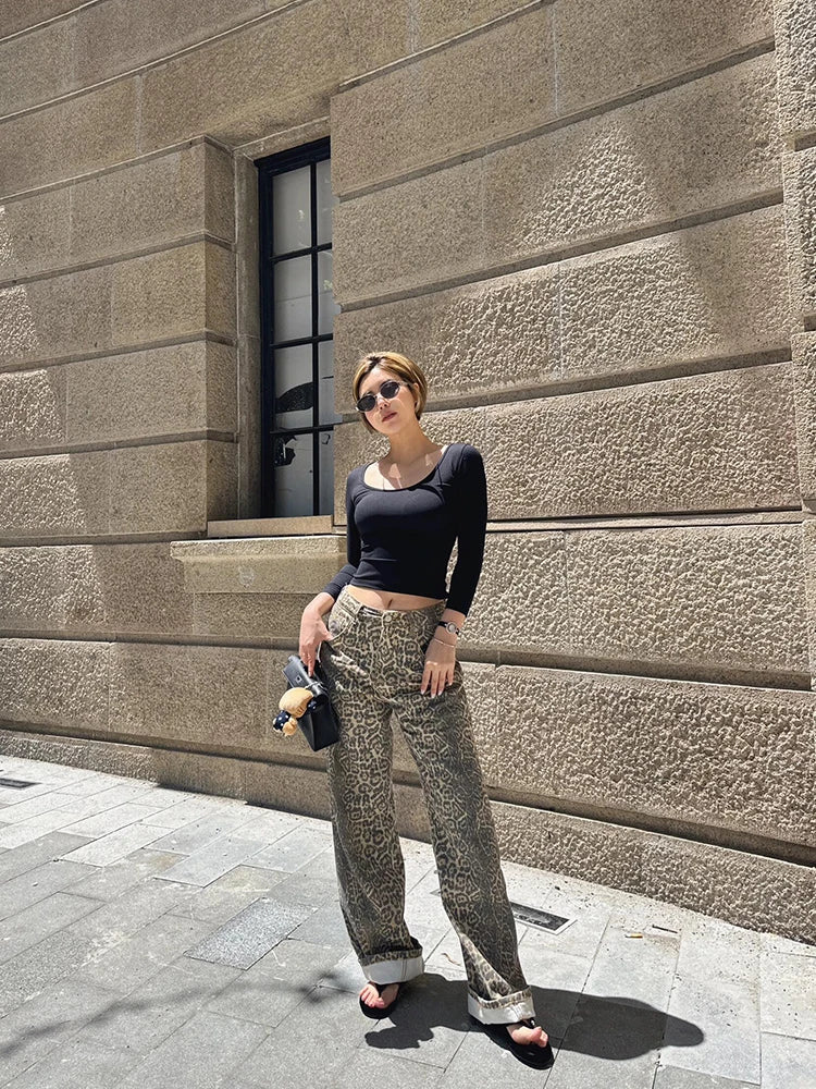 Talia | Weite Leopardenjeans