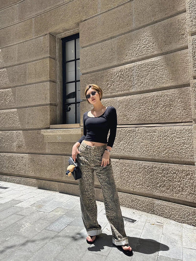 Talia | Weite Leopardenjeans