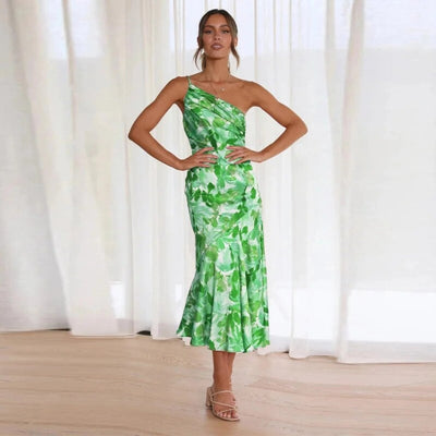 Carina - Asymmetrisches Maxikleid mit floralem Muster