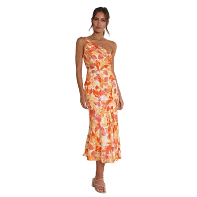 Carina - Asymmetrisches Maxikleid mit floralem Muster